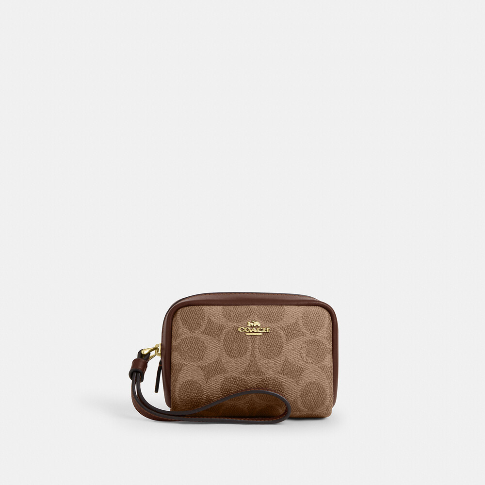 Coach Outlet Pouch Wristlet In Signature Canvas
